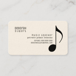 Carte De Visite Professeur de musique Leçons privées papier crème
