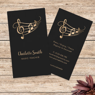 Carte De Visite Professeur de Musique Or Élégant