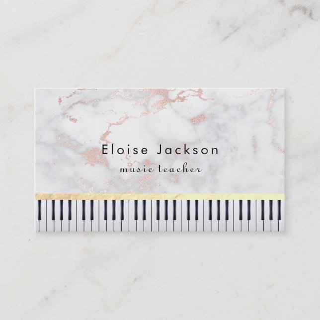 Carte De Visite professeur de musique pianiste en marbre rose (Devant)