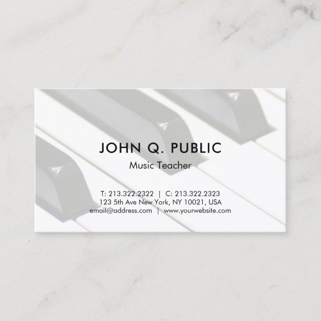 Carte De Visite Professeur de musique piano Modèle simple professi (Devant)