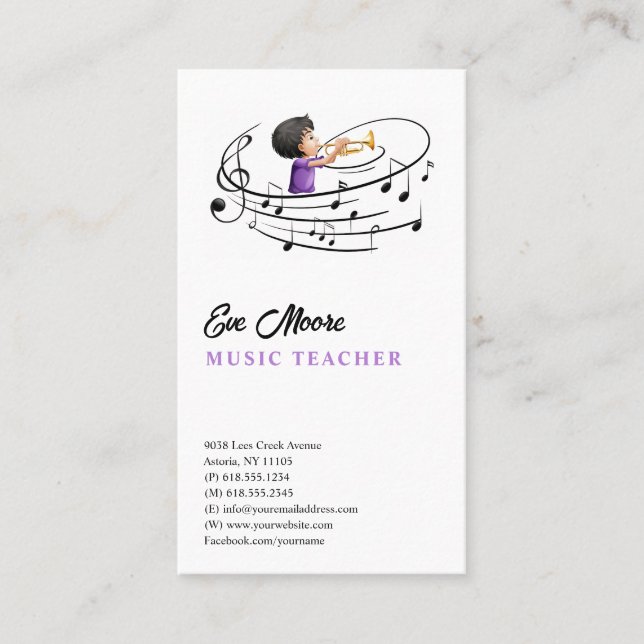 Carte De Visite Professeur de musique | Professionnel (Devant)