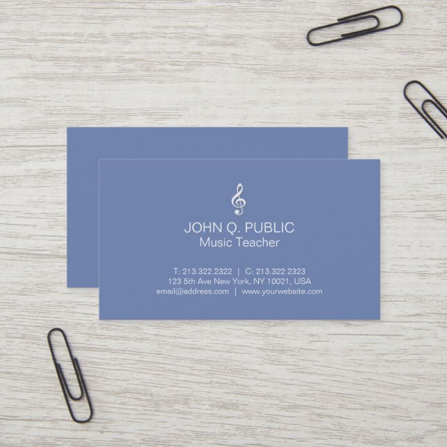 Carte De Visite Professeur de musique professionnel moderne simple (Devant/Arrière en situation)