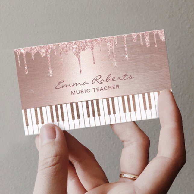 Carte De Visite Professeur de musique Rose moderne Gold Drives Pia (Créateur téléchargé)