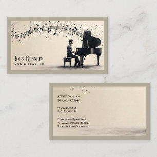 Carte De Visite Professeur de musique   Touches de piano