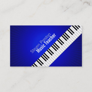 Carte De Visite Professeur de musique   Touches de piano bleues
