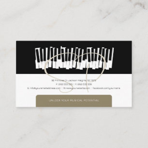 Carte De Visite Professeur de musique   Touches de piano noir blan