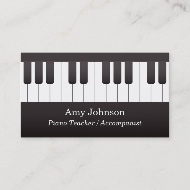 Carte De Visite Professeur de piano classique de musique de clés (Devant)