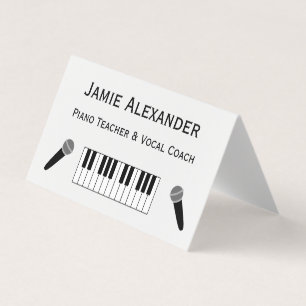 Carte De Visite Professeur de Piano et Coach Vocal Minimaliste Pli