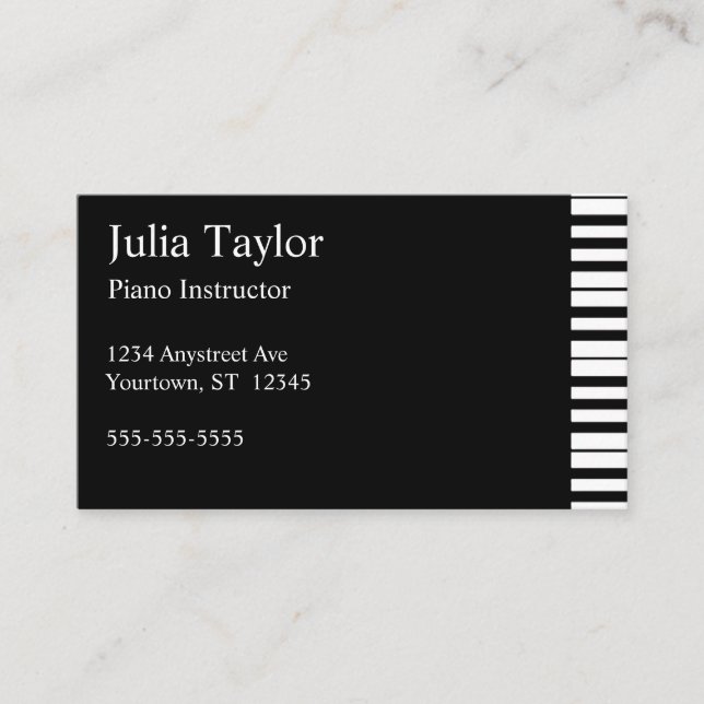 Carte De Visite Professeur de piano et de musique de clavier (Devant)