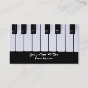 Carte De Visite Professeur de piano noir et blanc de clés
