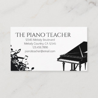 Carte De Visite Professeur de piano Pianiste Musicien