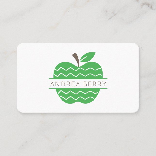Carte De Visite Professeur de pomme verte (Devant)