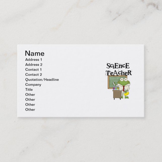 Carte De Visite Professeur de Sciences de grenouille (Devant)