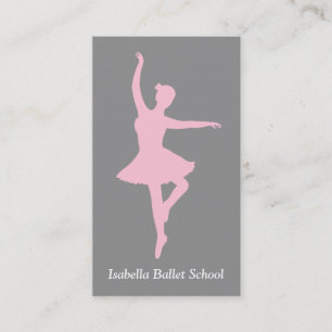 Carte De Visite Professeur de studio de ballet Ballerine Rose Gris