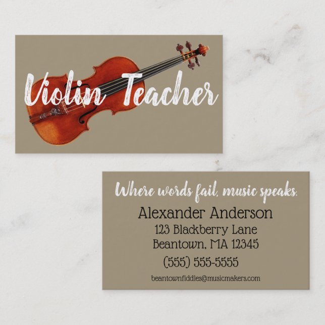 Carte De Visite Professeur de violon (Devant / Derrière)