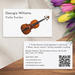 Carte De Visite Professeur de Violon Tuteur d'Instrument de Musiqu