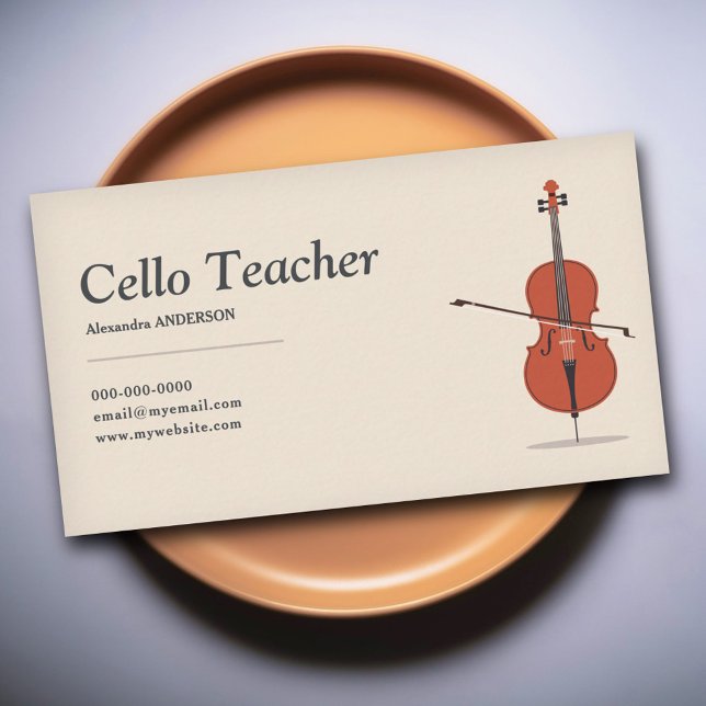 Carte De Visite Professeur de violoncelle (Cello Teacher Business Card)