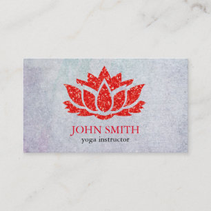Carte De Visite Professeur de yoga à lotus rouge blanc minimaliste