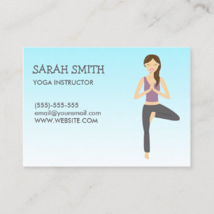 Carte De Visite Professeur de yoga avec une femme en posture d'arb