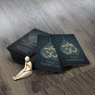 Carte De Visite Professeur de Yoga Black & Gold Symbole OM Bodhi L