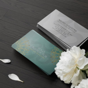 Carte De Visite Professeur de Yoga Chic Fleur Oré Om Symbole Manda