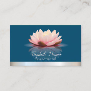 Carte De Visite Professeur de yoga Cool Lotus Silver Stripe