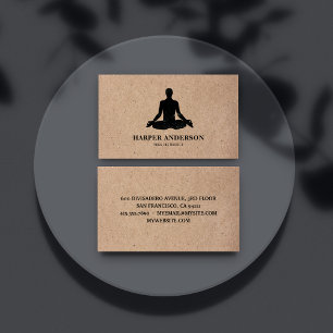 Carte De Visite Professeur de yoga en kraft rustique 