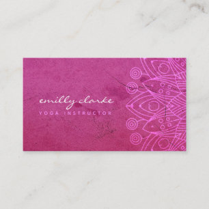 Carte De Visite Professeur de yoga et de bien-être Mandala Rose Bo