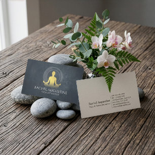 Carte De Visite Professeur de yoga et de méditation Black & Gold S