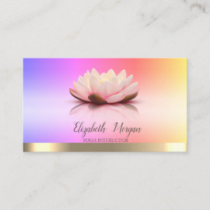 Carte De Visite Professeur de Yoga Fleur de Lotus à Rayure Dorée