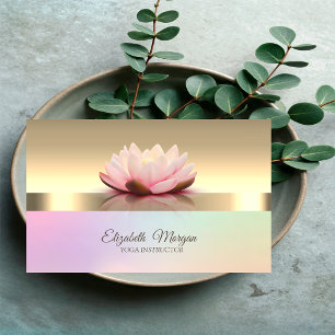 Carte De Visite Professeur de Yoga Fleur de Lotus Dorée Élégante M