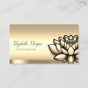 Carte De Visite Professeur de Yoga Fleur de Lotus Or Chic Élégant