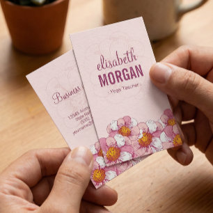 Carte De Visite Professeur de yoga - Fleurs de Boutique Rose