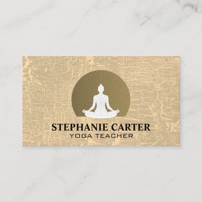 Carte De Visite Professeur de yoga | Gris texturé (Devant)