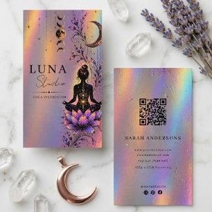 Carte De Visite Professeur de Yoga Holographique Luxe