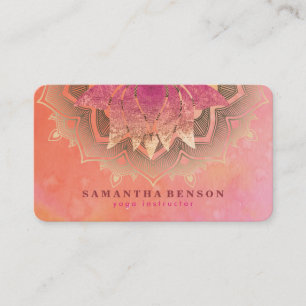 Carte De Visite Professeur de yoga Logo Mandala Fleur de Lotus Élé