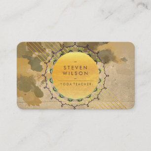 Carte De Visite Professeur de Yoga Mandala Aquarelle Holistique Vi