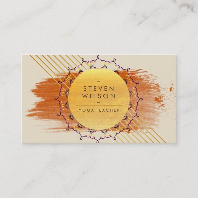 Carte De Visite Professeur de yoga Mandala Massage holistique déco (Devant)