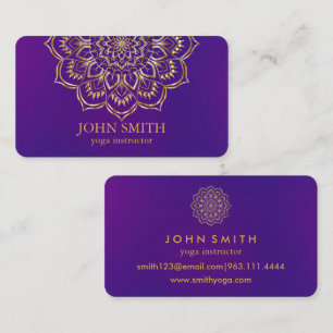 Carte De Visite Professeur de Yoga Mandala Moderne Sarcelle & Or