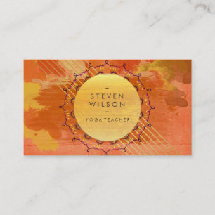 Carte De Visite Professeur de Yoga Mandala Watercolor Massage holi