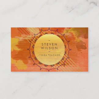 Carte De Visite Professeur de Yoga Mandala Watercolor Massage holi