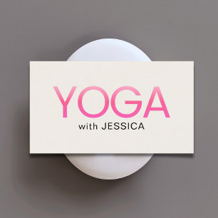 Carte De Visite Professeur de Yoga Minimaliste Rose Blanc Vieilli