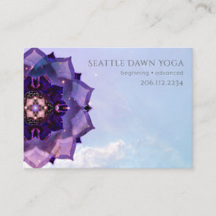 Carte De Visite Professeur de yoga moderne Purple Lotus Mandala