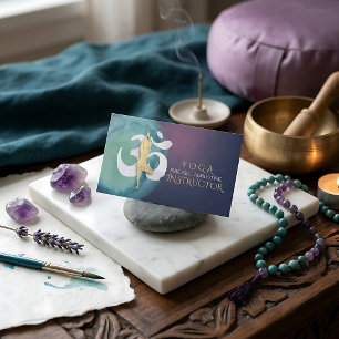 Carte De Visite Professeur de Yoga Pose de Méditation Symbole OM V