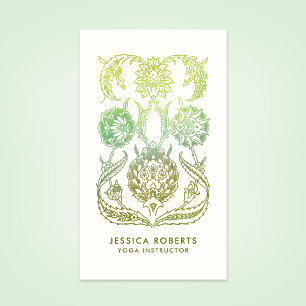 Carte De Visite Professeur de yoga professionnel vert olive cool