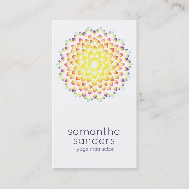 Carte De Visite Professeur de Yoga Shining Rainbow Mandala (Devant)