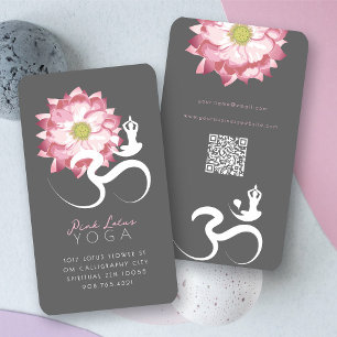 Carte De Visite Professeur de yoga spirituel fleur de lotus rose s
