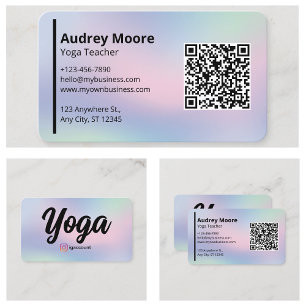 Carte De Visite Professeur de Yoga Studio de Yoga Moderne Holograp