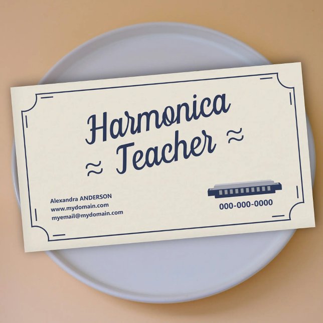 Carte De Visite Professeur d'harmonica - Vintage (Harmonica Teacher - Vintage Business Card)