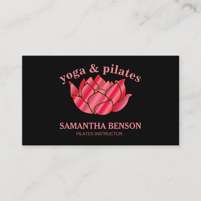 Carte De Visite Professeur Lotus d'instructeur de yoga de Pilates (Devant)